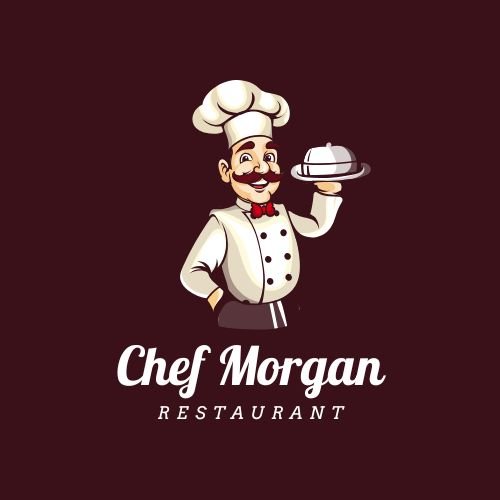 Brown Flat Illustrative Chef Restaurant Logo