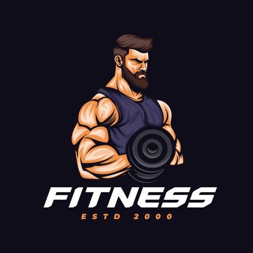 Dark Blue and Brown Illustrative Fitness Gym Logo