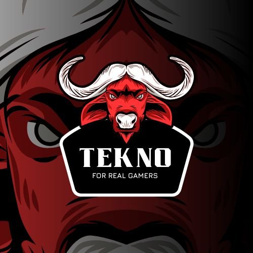 Gaming Logo in Red and Black E-Sports Illustrative Style