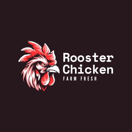 Red and Black Modern Illustrative Rooster Chicken Logo
