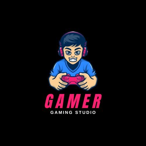 Red and Blue Mascot Gaming Studio Free Logo