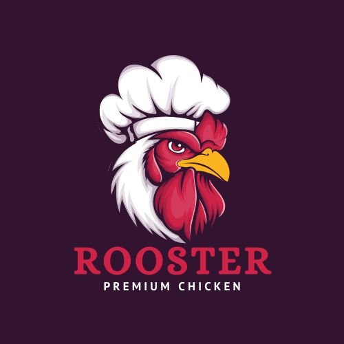 Red and Yellow Illustrative Abstract Fried Chicken Rooster Logo