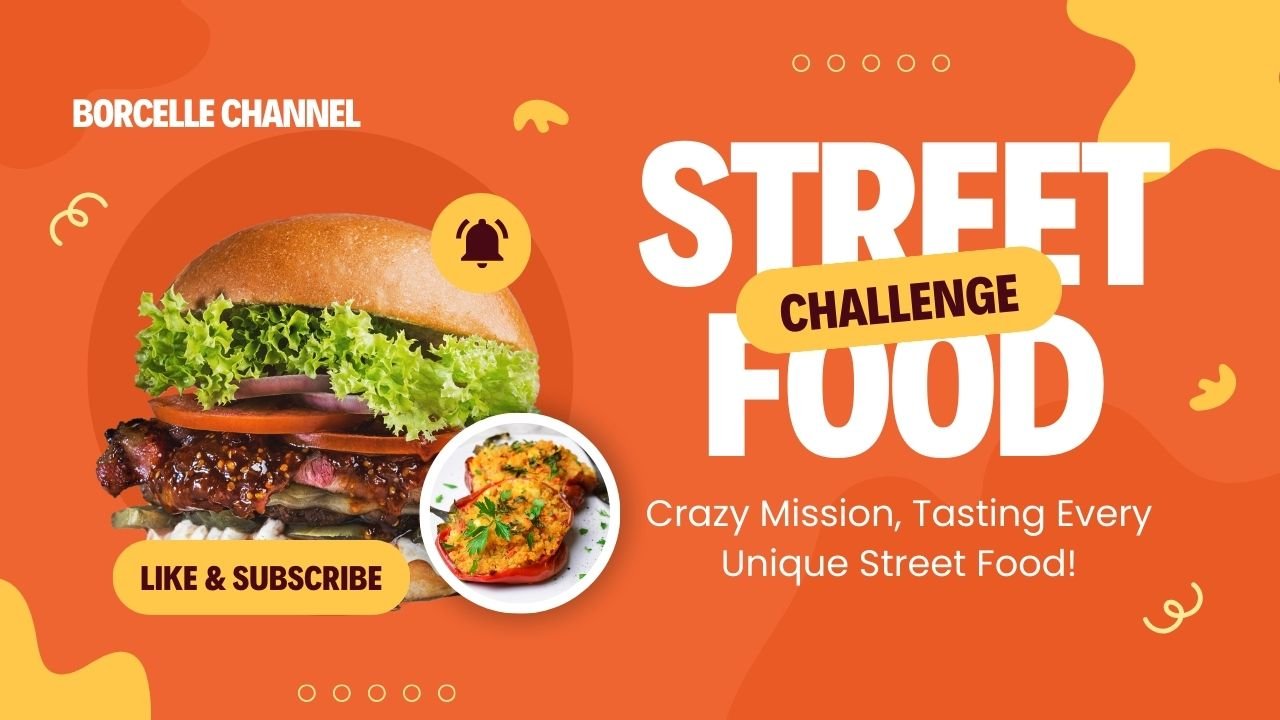 Orange Yellow Playful Street Food Challange YouTube Thumbnail