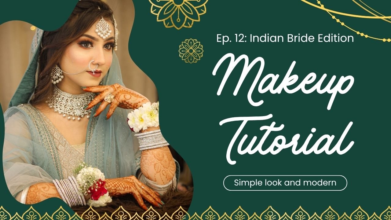 Green and Gold Elegant Decorative Bridal Makeup Tutorial YouTube Thumbnail